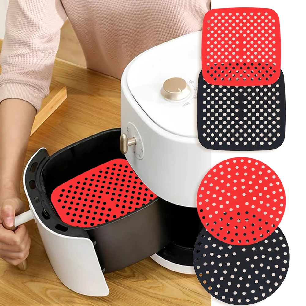 Air Fryer Silicone Liner Mat Reusable Non-Stick Baking Mat Round Square Kitchen Air Fryer Accessories