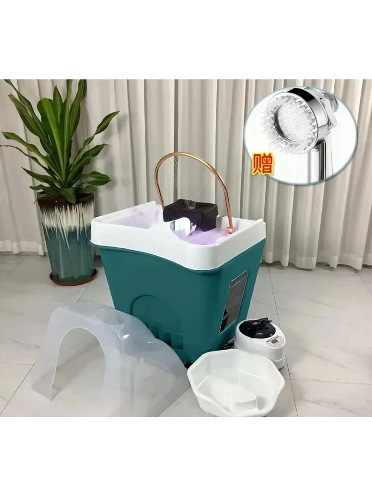 Movable Shampoo Basin Head Therapy Machine Supporting Massage Couch Facial Bed Fumigation Water Circulation Shampoo Machine