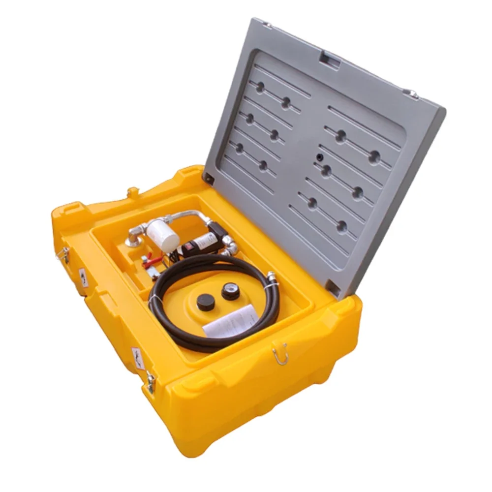 for 220L 12V/24V lockable Electric Portable Fuel Diesel Transfer Tank with Fuel Filter and Level Gauge