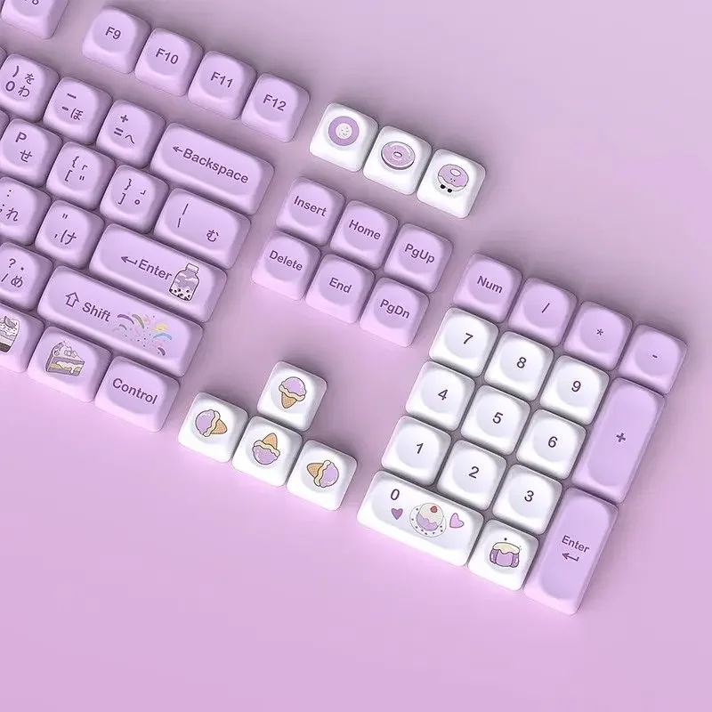 

Mashed taro Bobo keycap MOA height small full set of 125 key PBT five-sided hot sublimation process three color matching