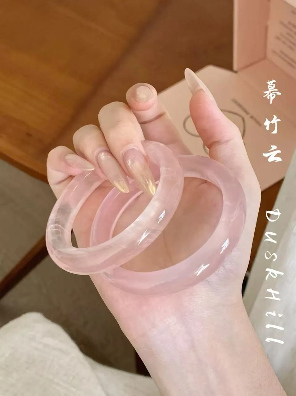 

Natural ice transparent powder crystal bracelet women's ice type pink girl bracelet ice type