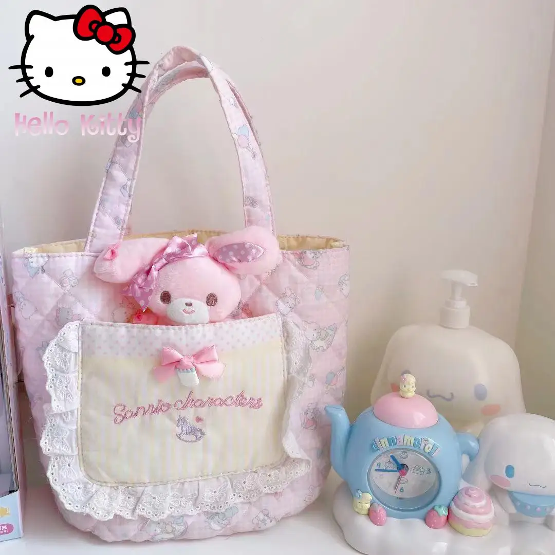 Witaj kotek Kawaii Sanrio z bawełnianą kolekcją podręczna torba wygodna torba do przechowywania podręcznego przechowywania wielofunkcyjna