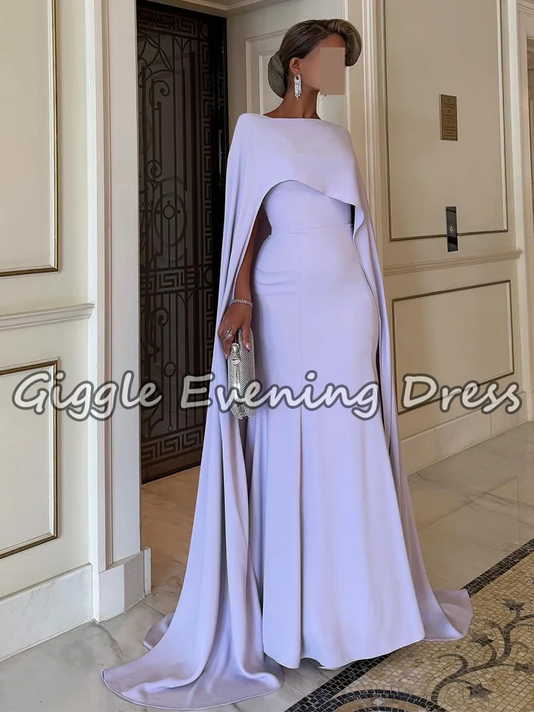 Giggle Lavendel Meerjungfrau Cape Abendkleider Elegantes einfaches Partykleid Arabisches Hochzeitsgastkleid Formelles Abendkleid Maßgeschneidert