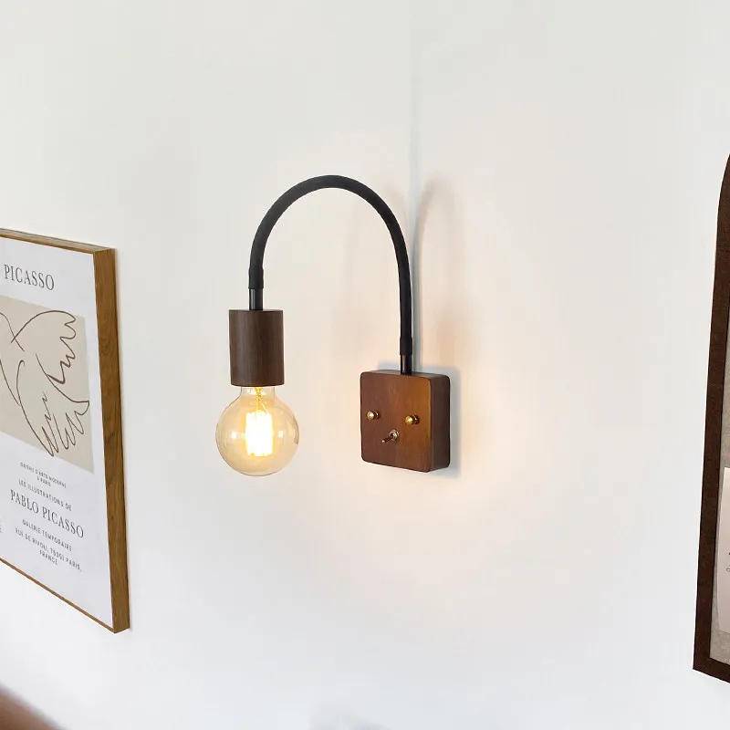 LED Wall Lamp Vintage Wabi-sabi  Interior Lighting Adjustable Rotating Night Light For Bedroom Dining Room Cafes Warm White Bulb