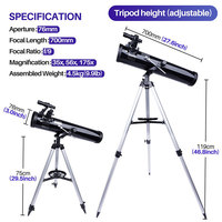 Large Aperture Optical Gift Telescope Student Stargazing 70076 Professional Grade Newton Reflective Astronomy