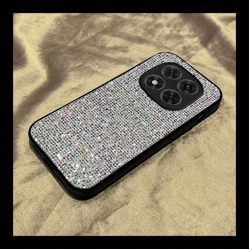 Luxuriöse Glänzende Schwarz-Weiß Karierte Modische Handyhülle für Xiaomi Redmi Note 14 15 4G 5G Pro + Stoßfeste Glitzer-Schutzhülle – Detail 5