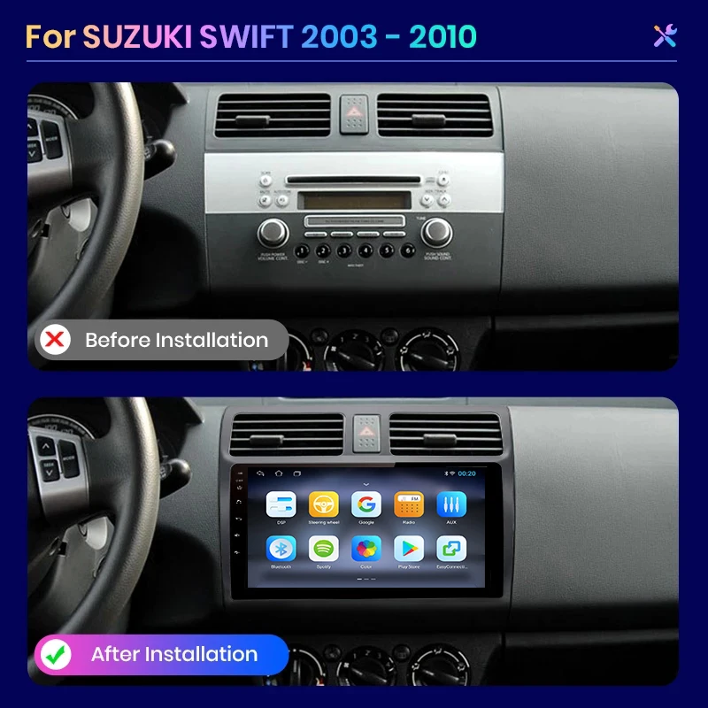 لسوزوكي سويفت 2003 - 2010 CarPlay اللاسلكي لابل أندرويد راديو السيارة التلقائي GPS IPS RDS FM WiFi BT 4G 8Core ستيريو الوسائط المتعددة