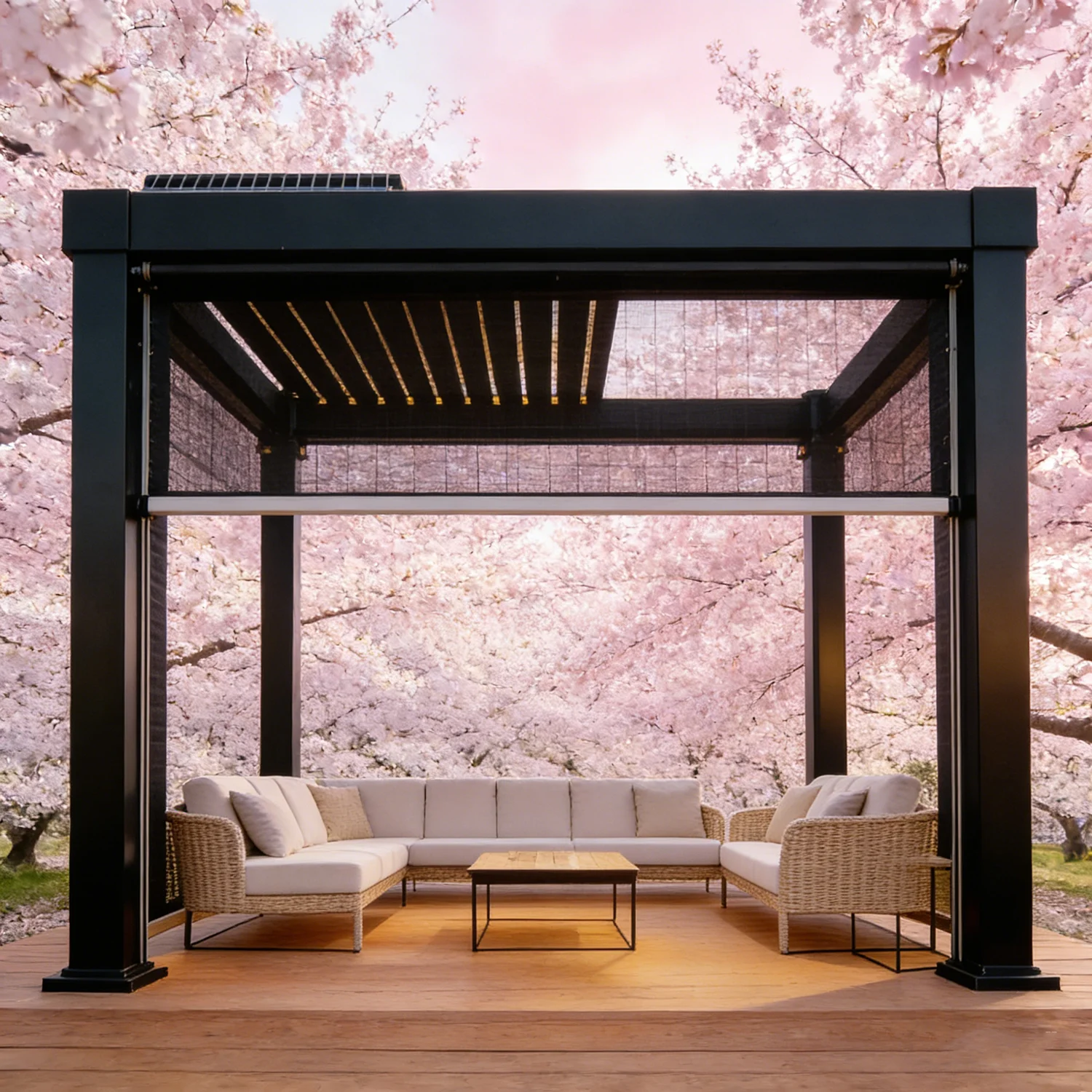 All Weather Durable Outdoor Garden Electric Bioclimatic Aluminum Pergola Waterproof Gazebo Outdoor Structures Shade Solutions