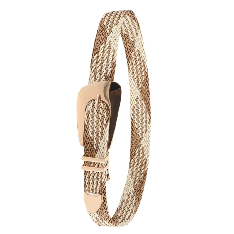 Ceinture tissée à boucle dorée pour femmes filles, à pour robes, occasions formelles, ornement taille élégant,