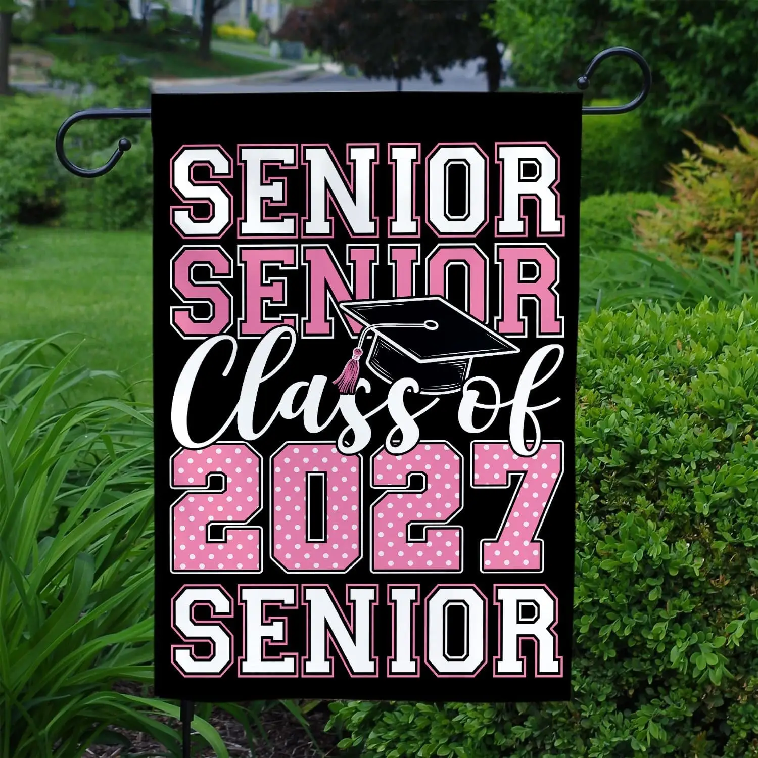 MAIANEY Senior Class Of 2027 Garden Flag Graduation Yard Banner 12x18 Inch Double Sided, Pink Senior Year Porch Lawn Outdoor yyi