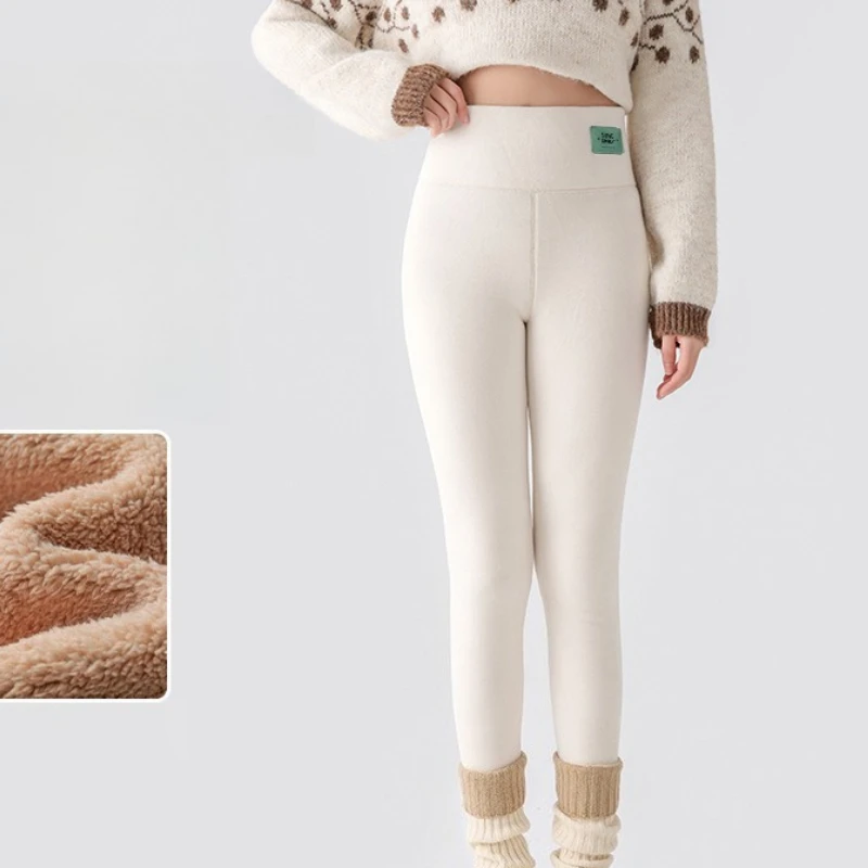 Leggings thermiques en polaire Sherpa pour femmes, grande taille, nouvelle version, taille haute, sans couture, Design côtelé, pantalons d'hiver lourds