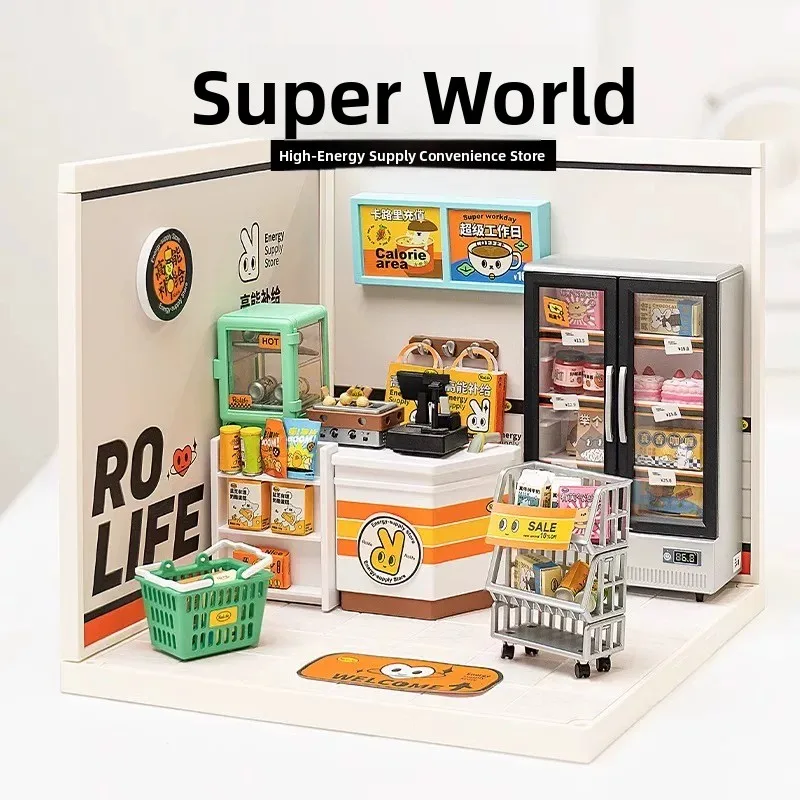 

Rolife Super World Convenience Store DIY ature House Building Blos Eonal Toys Handmade Birthday Gifts