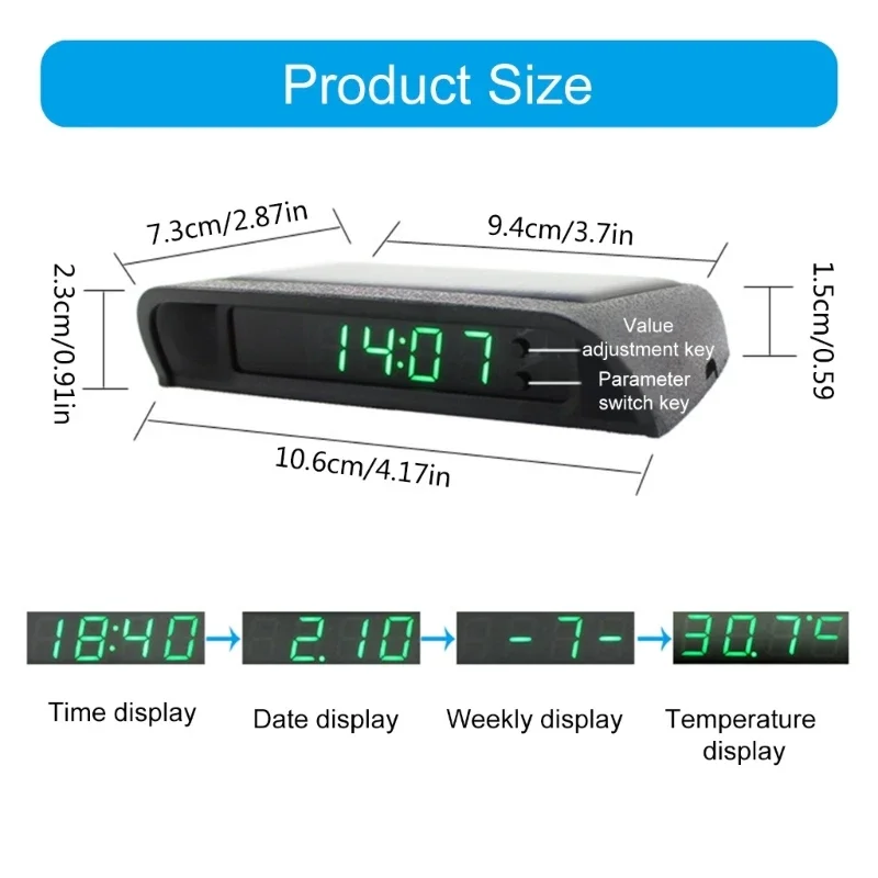 Practical Solar Powered Vehicle Clock with Night Glow Display Innovative Solar Rechargeable Car Clock Simple Installs