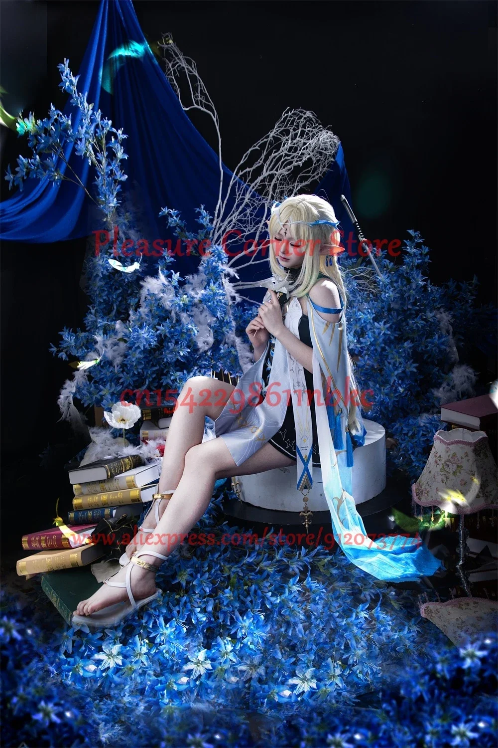 أزياء تنكرية على شكل موجات Wuthering Cartethyia مجموعة كاملة من أزياء Cartethyia التأثيرية أزياء موحدة ملابس شعر مستعار أحذية الدعامة