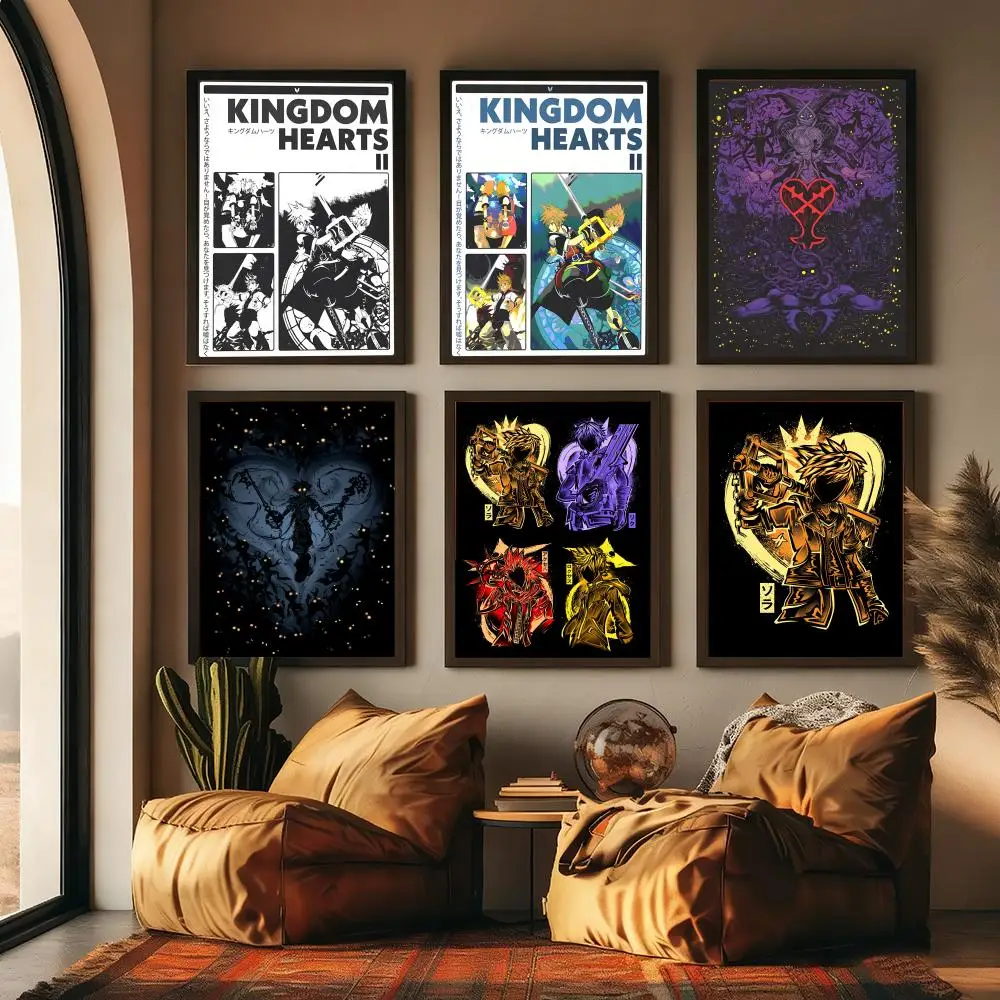 Game K-kingdom Hearts Painting Calligraphy High-Quality Cotton Canvas Poster Wall Art for Living Room Modern Coffee House Decor