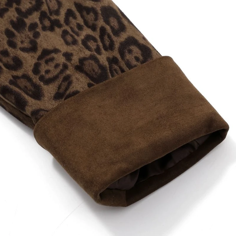 Abrigos cortos con estampado de leopardo para mujer, prendas de vestir exteriores Vintage de gamuza con retazos de Color contrastante, chaqueta de calle alta con botones, abrigos elegantes para mujer