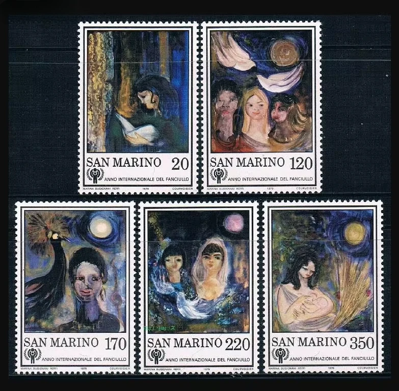 5 sztuk / zestaw nowych znaczków pocztowych San Marino 1979 Busignani Paintings Stamps MNH