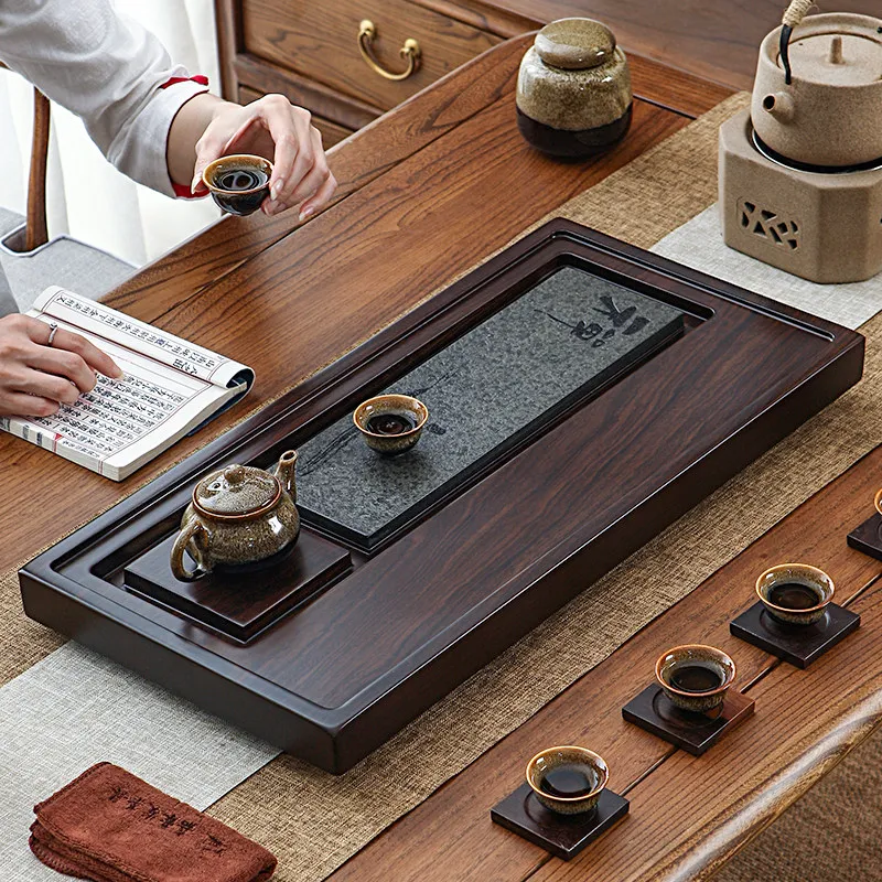 Chinese Tea Tray Wooden Supplies Rectangular On Table Kitchen Giant Tea Tray Decorative Modern bandeja madera Rectangular Tray