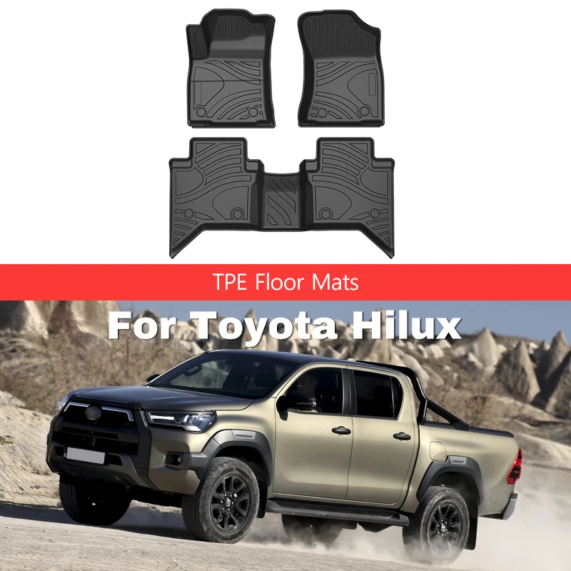 

Floor Mats For Toyota Hilux Left-Hand Drive Right Rudder TPE Double Layer Foot Carpets Non-Slip Pads Odorless Protective Liners