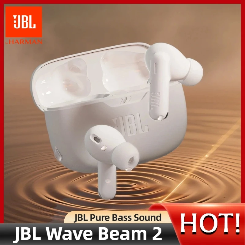 Новые спортивные наушники JBL Wave Beam 2, высококачественные звуковые наушники, надежная посадка IP54, активное шумоподавление, быстрая зарядка
