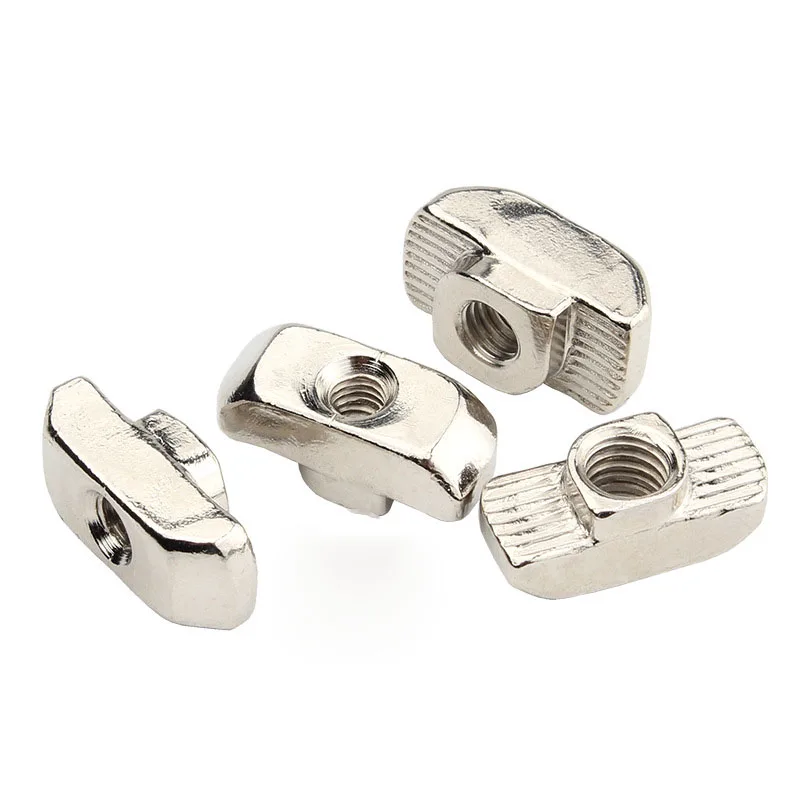 

T Slot Nut 2020/3030/4040/4545 Series Hammer Head M3 M4 M5 M6 M8 Carbon Steel Nickel Plated T nut for Aluminum Profile 40-100pcs