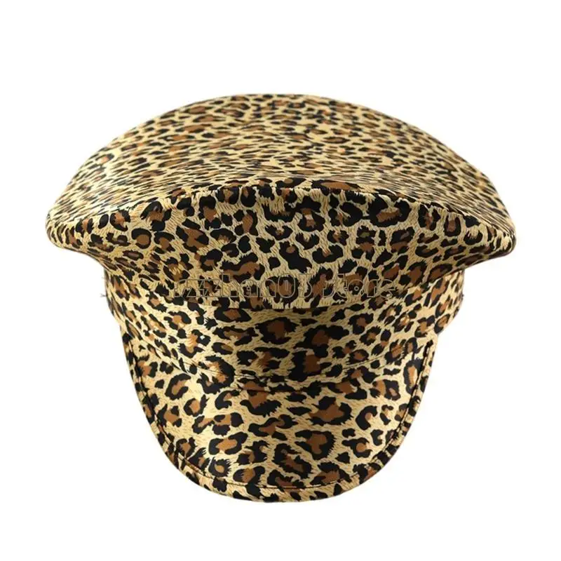 

367C Bridal Hat Captain Hat Sailor Officer Hat Leopard Print Artist Hat for Photography Carnivals Cocktail Parties
