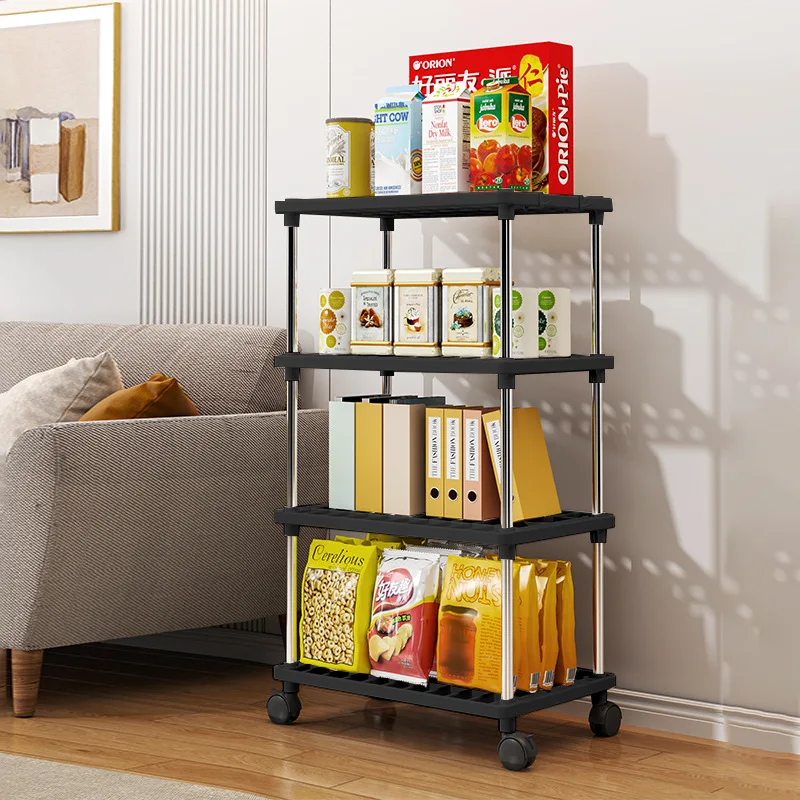 Four-Layer Multi-Functional Storage Rack Bathroom Living Room Organizing Rack Kitchen Bedroom Shelf Plastic Floor-Standing Stora