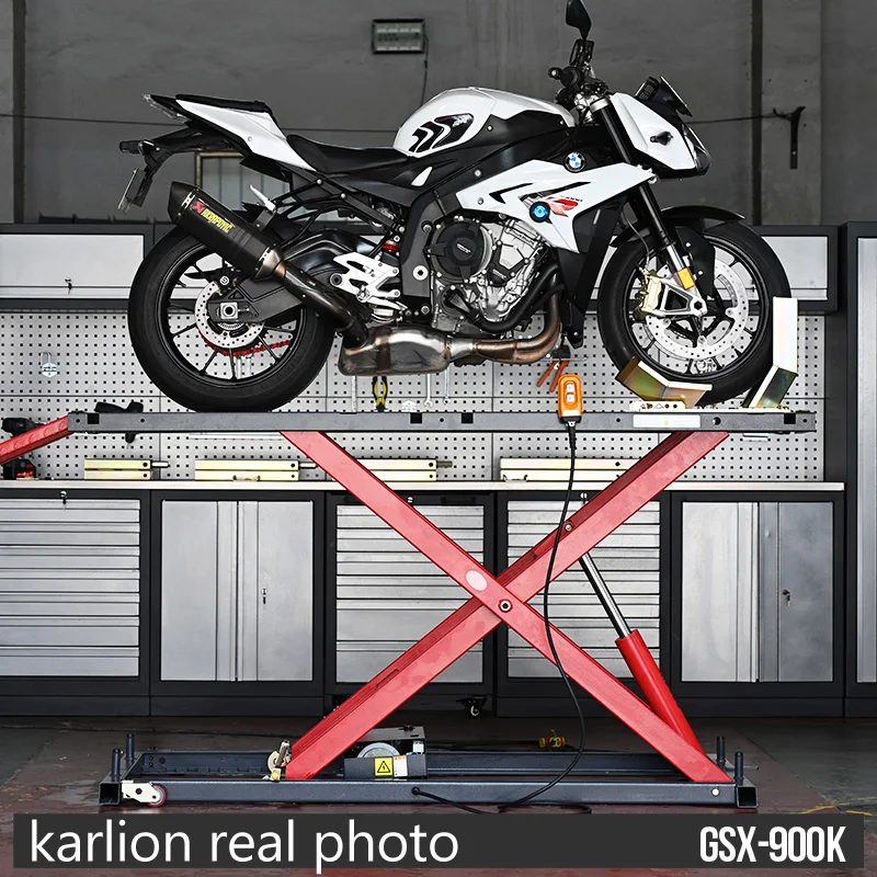 For KARLION 900K Capacity Electric Hydraulic Scissor Motorcycle Lift CE Certified Steel Construction Repair Table Car Lifts