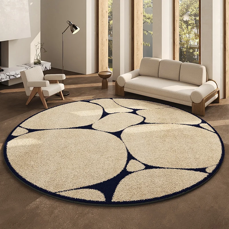 Round Geometric Living Room Carpet Modern Minimalist Bedroom Non Slip Carpets Highend Japanese Sofa Coffee Table Fluffy Soft Rug