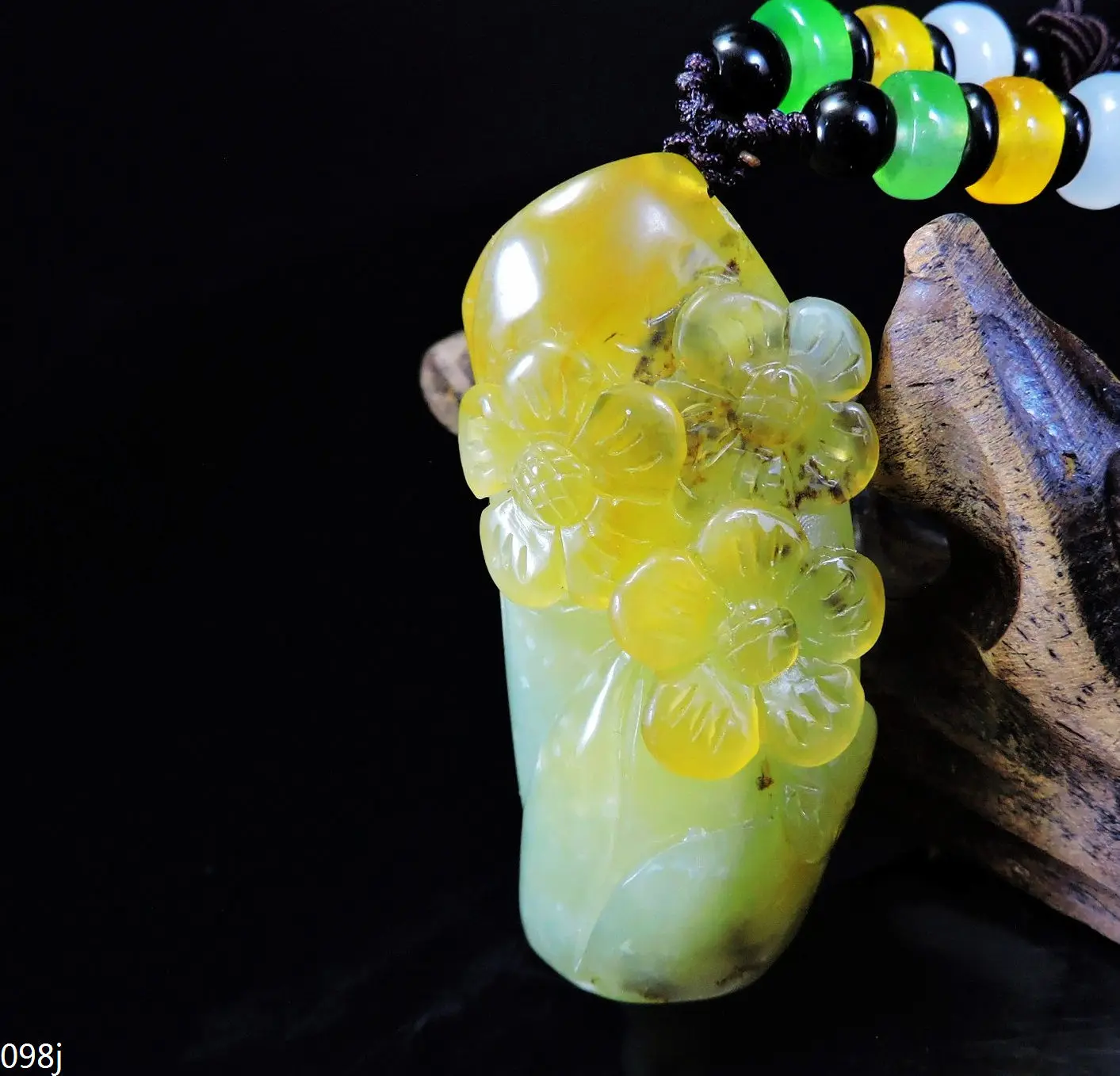 

Jade Jewelry Natural Jade Pendant Necklace Hand-Carved stump&plum flower Jadeite Necklace Pendant Gift No Treatment 098j