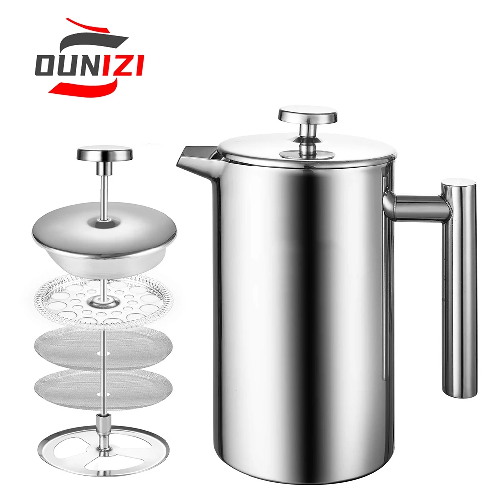 

Stainless Steel French Press Coffee Maker Espresso Coffee Machine High Quality Double-Wall Insulated Coffee Pot Tea Pot 1000ml