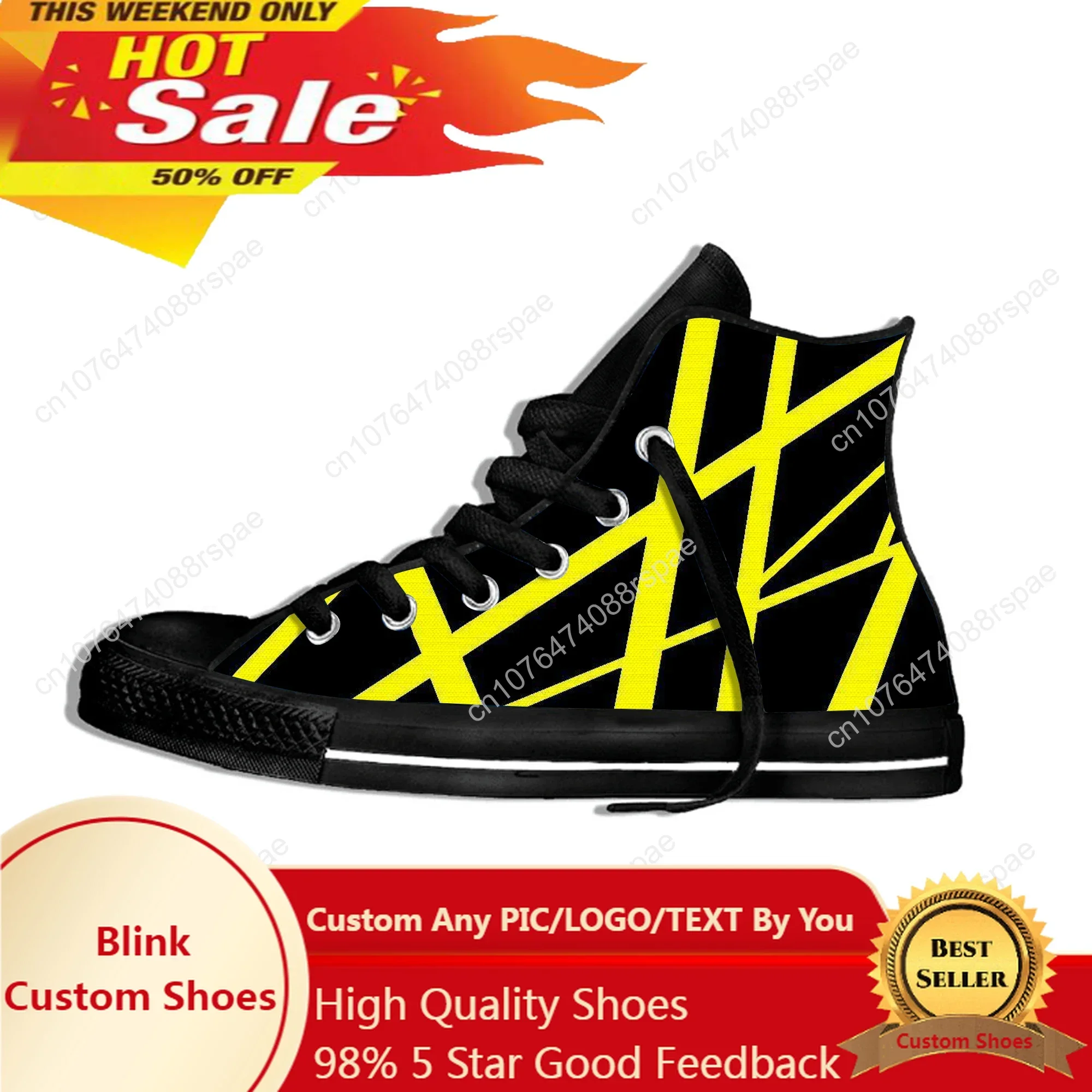 

Hot Summer Van EVH 5150 STRIPES Halen Music Rock Fashion High Top Canvas Shoes Men Women Casual Sneakers Classic Board Shoes