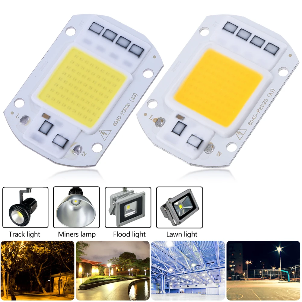1-5 قطعة عالية الطاقة 50 واط التيار المتناوب 220 فولت COB LED مصباح ديود رقاقة استبدال للتخييم في الهواء الطلق الأضواء الكشاف مصدر الضوء