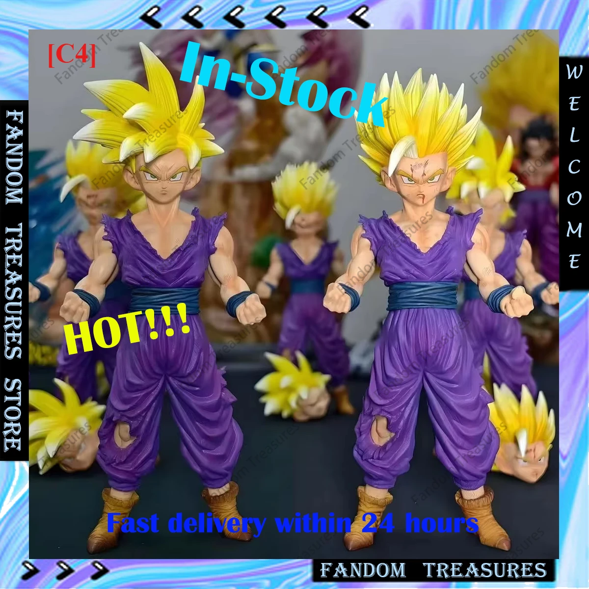 

In Stock 24cm Dragon Ball Anime Figures Son Gohan Super Saiyan 2 Figures PVC Statue C4 Collection Model Desk Decoratio Gifts Toy