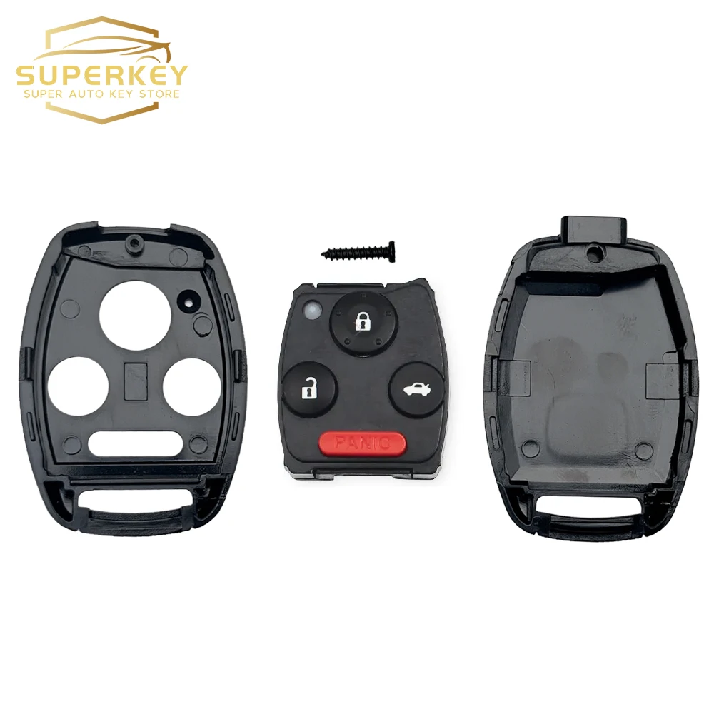 SUPERKEY With Rubber Pad Car Key Shell Case Cover Fob For 2003 2007 2008 2009 2010 2011 2012 2013 Honda Accord Civic Pilot  CRV