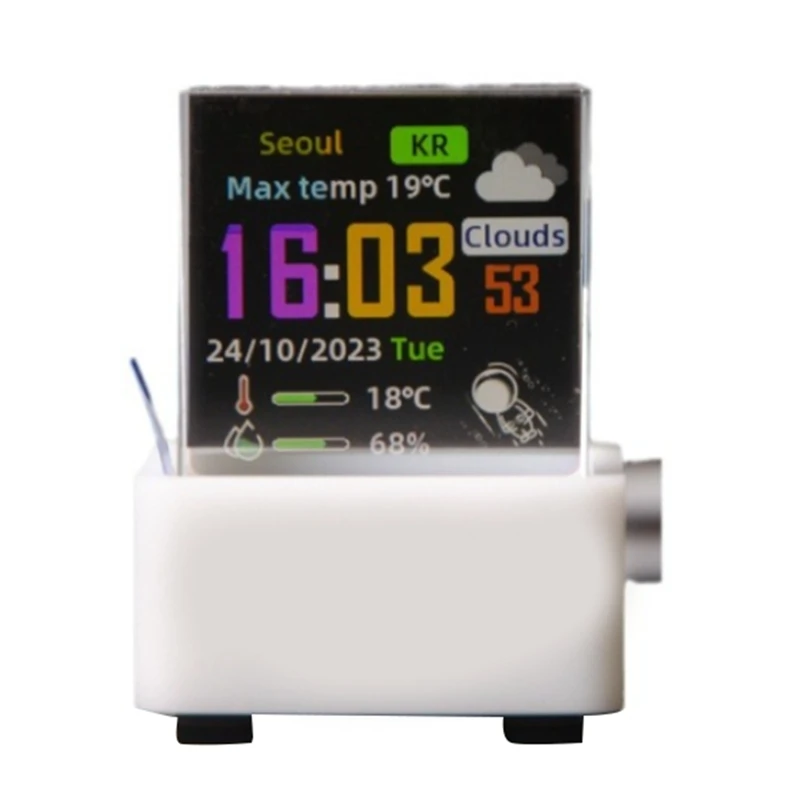 Crystal Cube Photo Display Holographic Desktop Smart Weather Station Holographic Crystal Cube Photo Display Clock