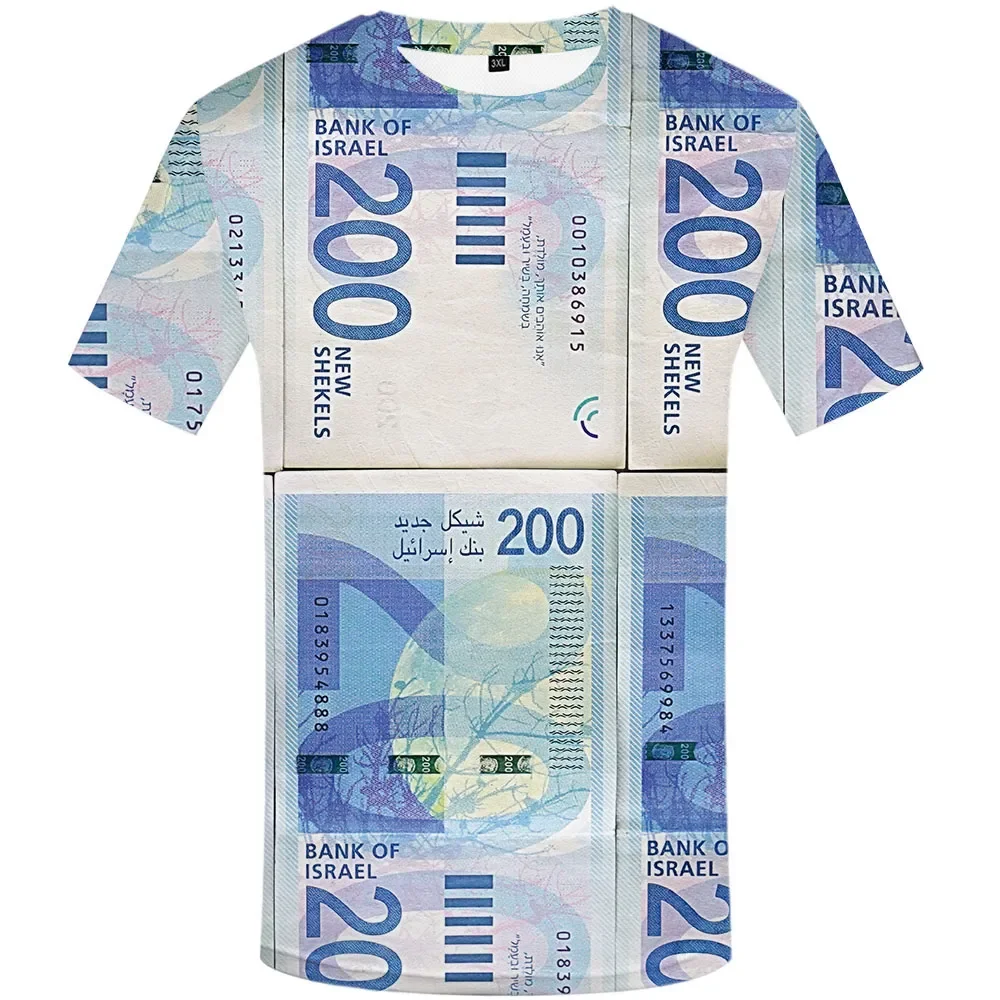 Summer Hip Hop Men's Israeli Flag Coin 3D Printed T-shirt Casual Personality Trend Classic Retro O-neck Loose Short Sleeve Top