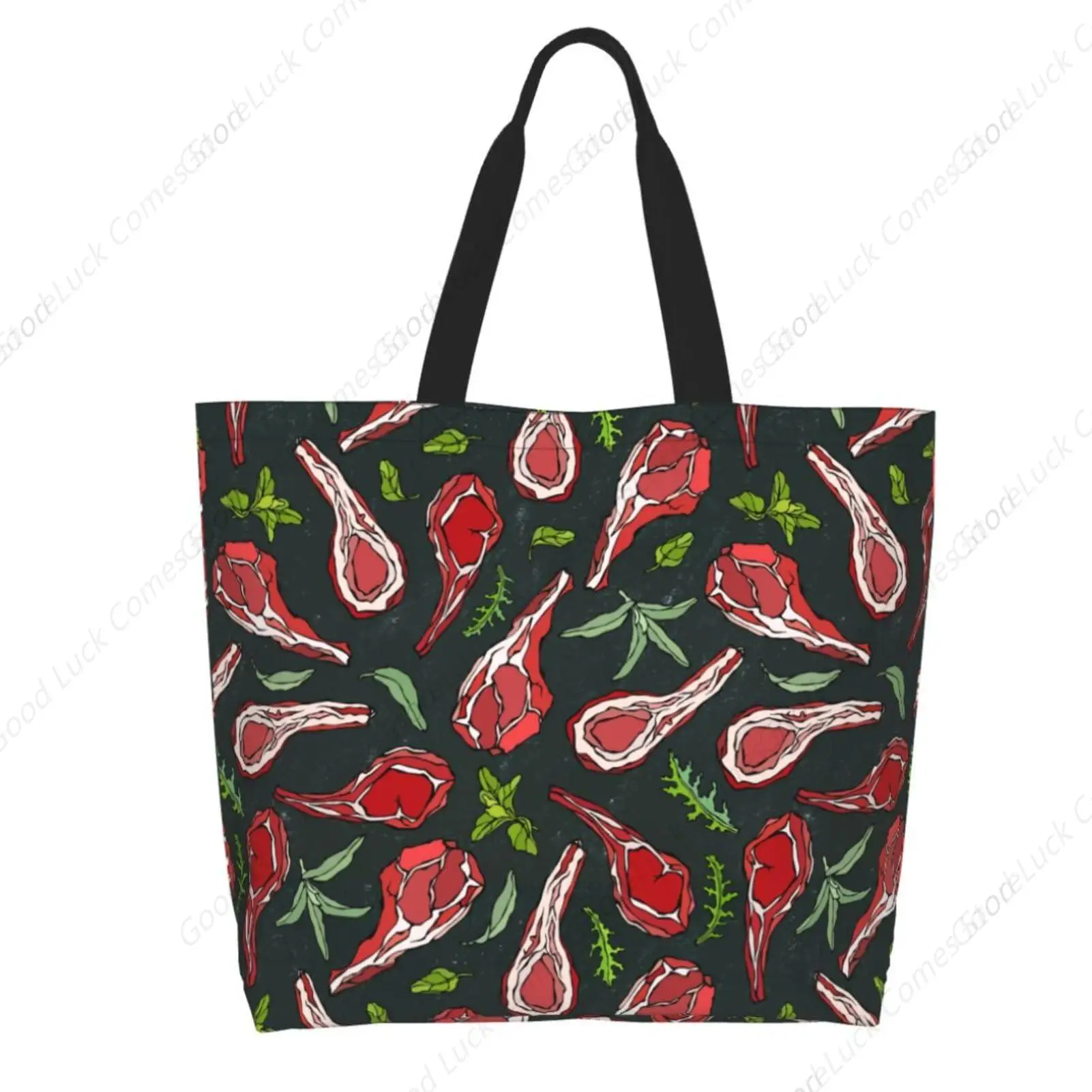 

Steak Beef Leg Tote Bag Beach Bag for Women Reusable Grocery Large Shopping Shoulder Bag Travel Handbag