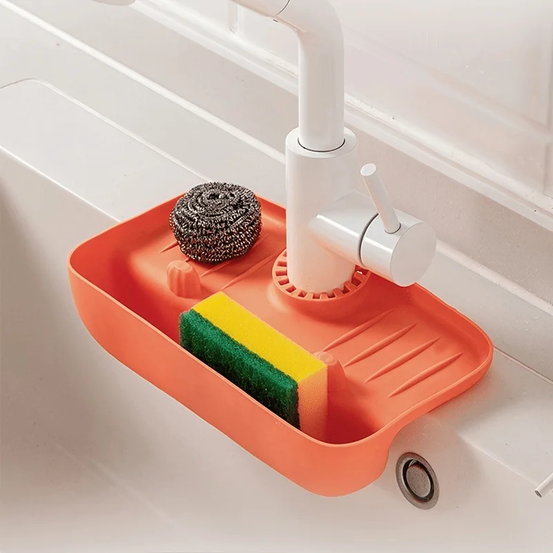Faucets, Splash Proof, Drain Racks, Non-slip Countertop Mats, Fast Drying Mat & Storage Rack for Kitchen Sponge & Rag