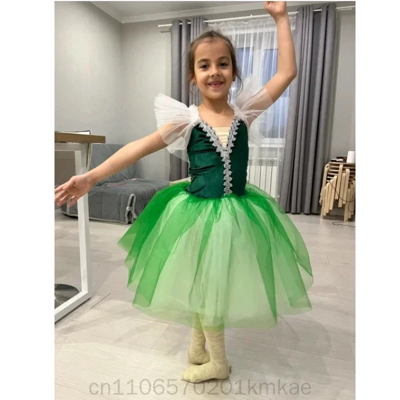 Velvet Sling Ballet Dress Long Romantic Tutu Skirt Girls Adult Ballerina Stage Performance Princess Dance Costume