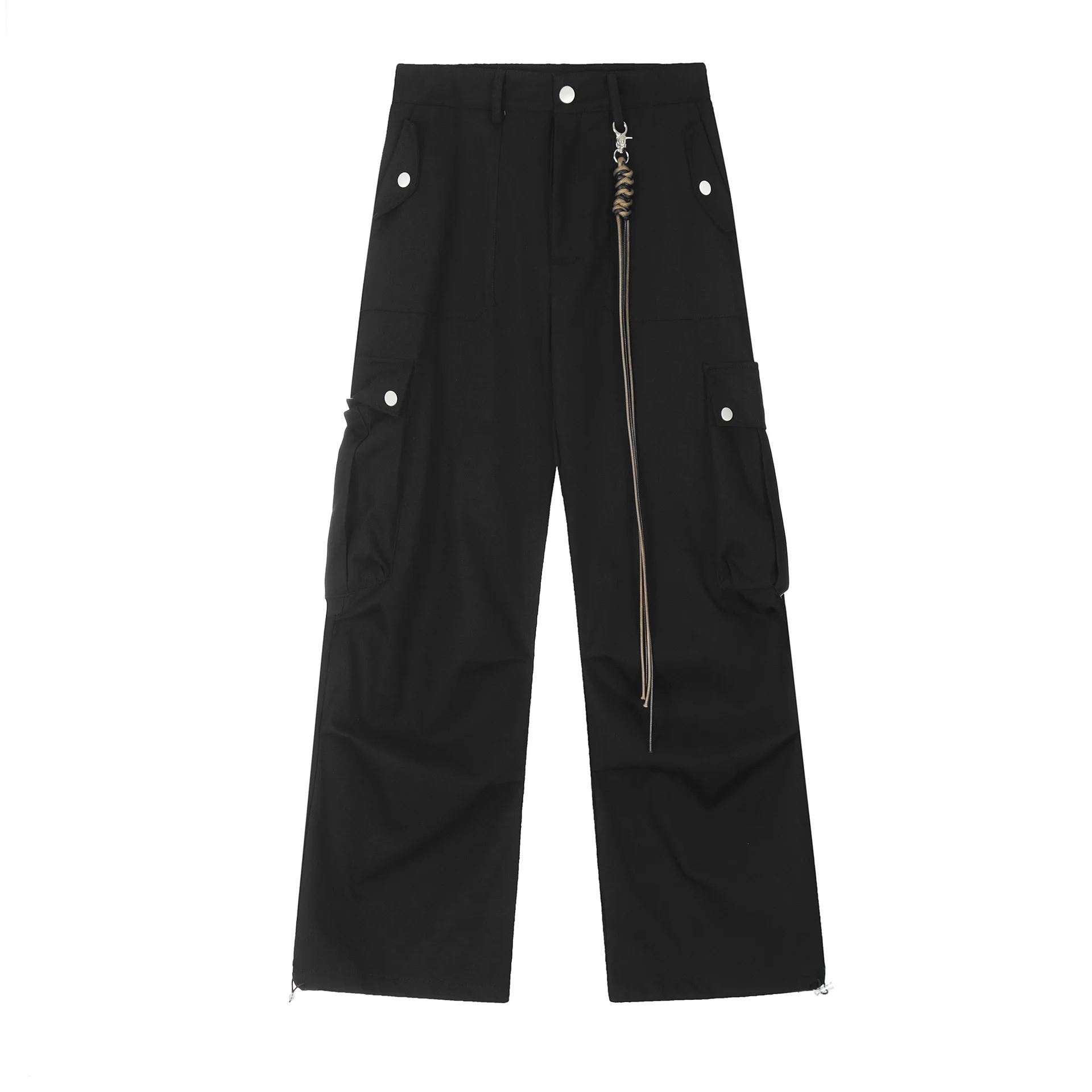 

Unisex High-waisted Overalls, Retro, Multi-pocket, Wide-leg, Casual Floor-length, Couple's Pants, Loose Overalls, Straight Legs