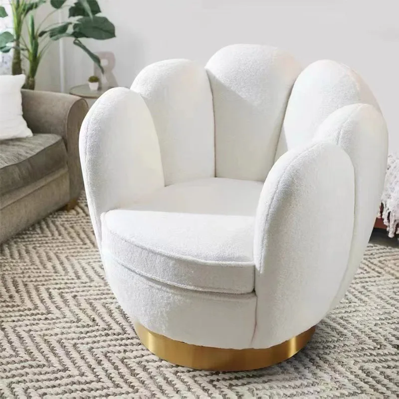 White Boucle Fabric Sofa Chair Living Room Home Furniture Single Seater Arm Chair Nordic Lounge Chair