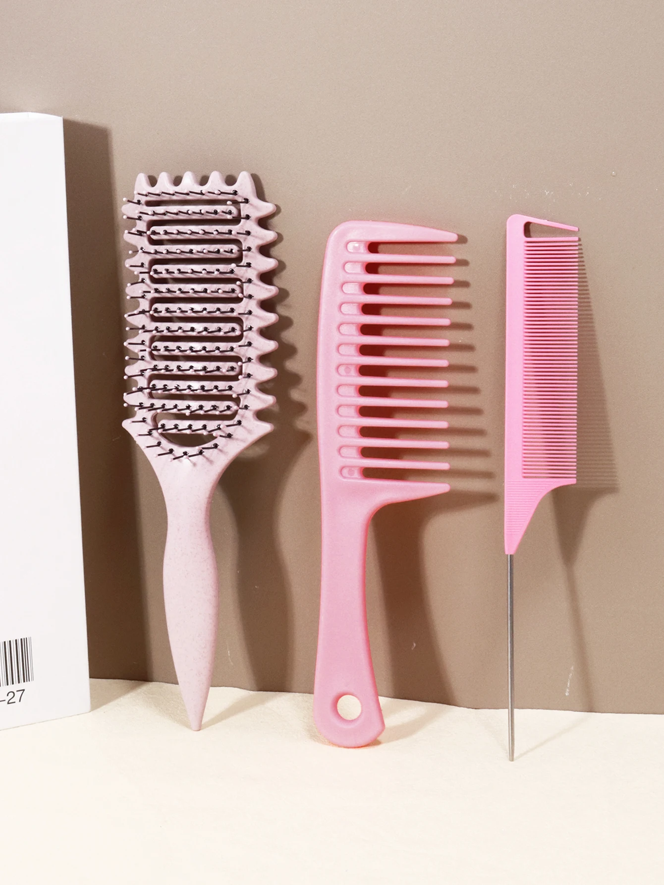3-teiliges Haarkamm-Set, Stylingbürste für lockiges Haar, Kamm mit spitzer Spitze, Kamm mit breiten Zinken, speziell für Echthaarperücken – Detail 2