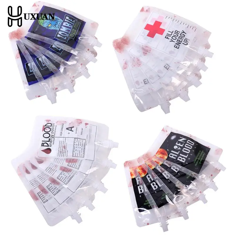 10 unidades de Halloween Cosplay bolsa contenedor de bebida bolsa de sangre de vampiro accesorios Zombie bebida Bebidas bolsas de comida de PVC botella de agua