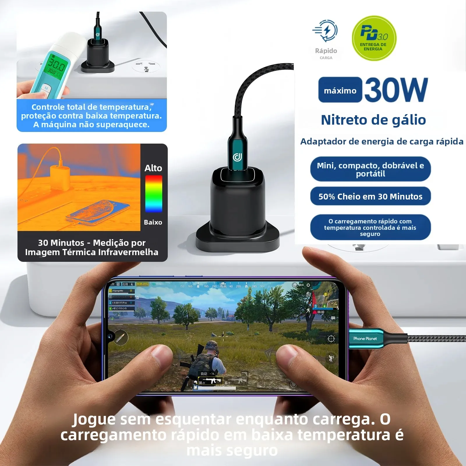 【plugue-global】novo-carregador-rapido-mini-gan2-com-8-protecoes-ai-para-ipad-adaptador-de-carregamento-rapido-tipo-c-para-iphone-17-16-samsung-s26-tablet-huawei