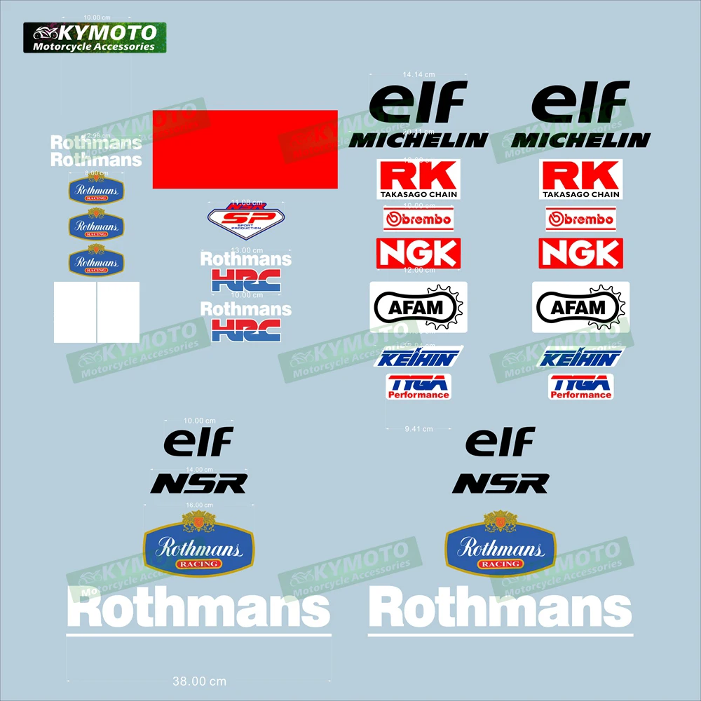Pegatina para motocicleta Honda Rothmans NSR, decoración de carreras, tanque de combustible, logotipo del motor, carenado, casco, parabrisas, impresión de calcomanías
