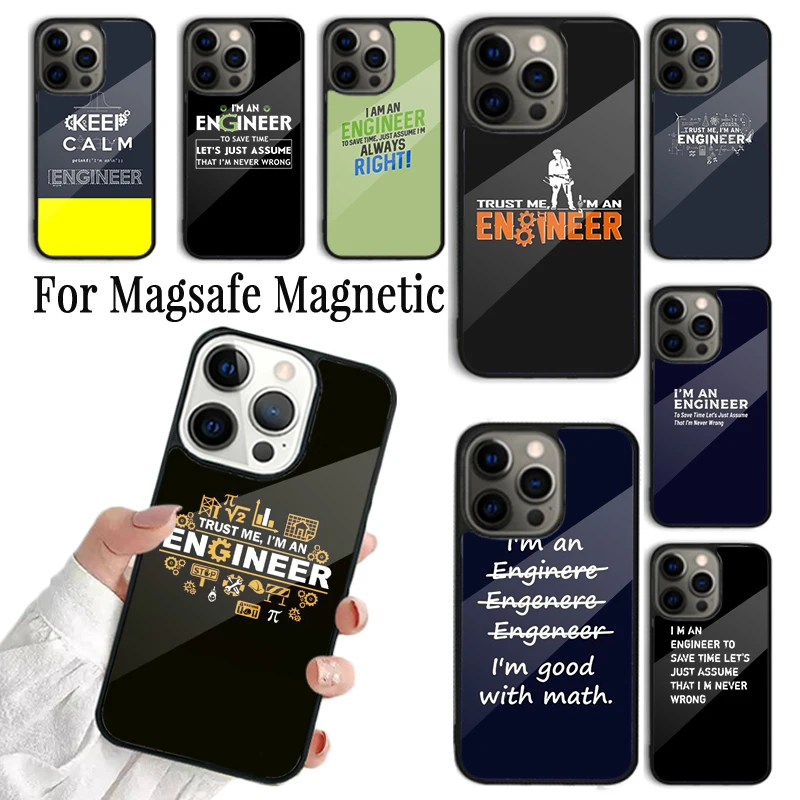 Phone Case For iPhone 16 15 14 13 12 11 Pro Max Plus Magsafe Magnetic Wireless Charging Cover I m An Engineer I m Good At Maths