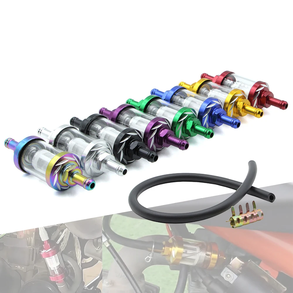 8mm Universal Aluminum Gas Fuel Oil Filter For Honda Yamaha Kawasaki KTM 50 110 125 140 150 160cc Motorcycle Dirt Pit Bike ATV