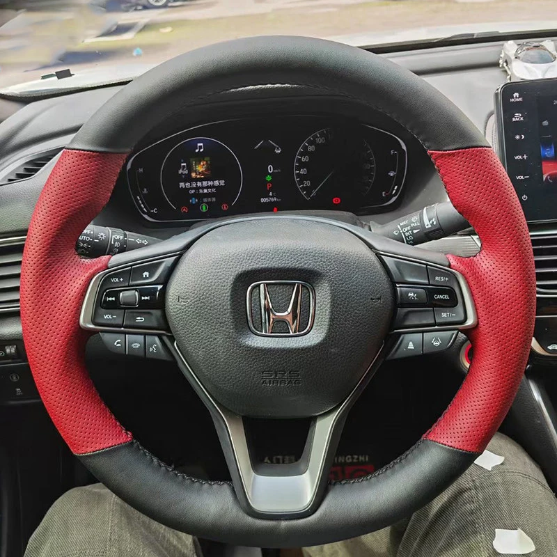 Customized Car Steering Wheel Cover Braid For Honda Accord 10 Gen 2018-2022 Odyssey 2021-2026 City 2023-2025 Hand Sewing Leather