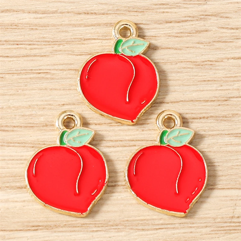 10 Stück Niedliche Gemischte Frucht-Anhänger aus Emaille, Lebensmittel-Motive: Pfirsich, Orange, Kirsche, für Schmuckherstellung, Halsketten, Ohrringe, DIY-Bastelgeschenk – Detail 25